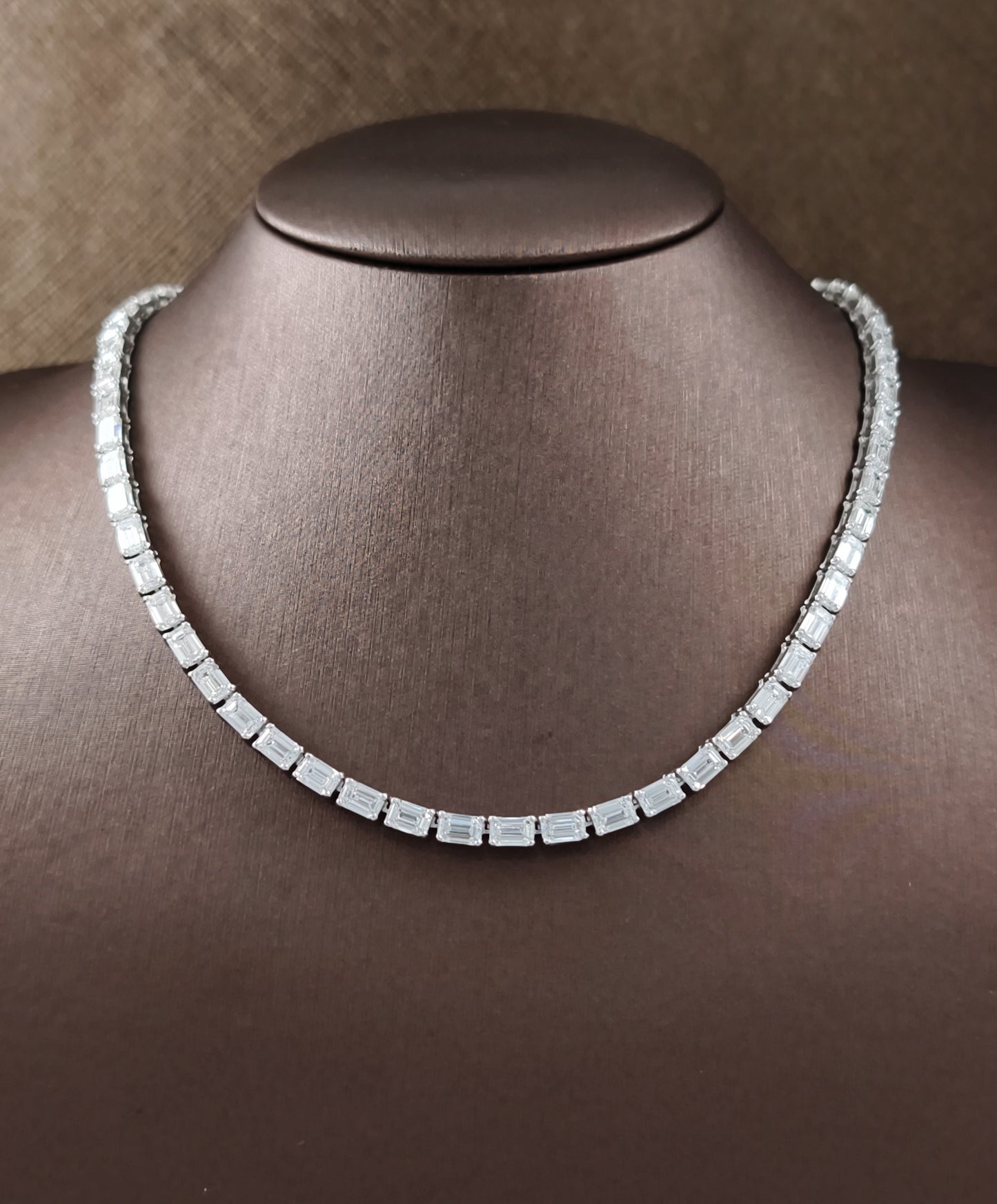 Élan Emerald Cut Lab Grown Diamond Tennis Necklace by Sphere Diamond Bangkok