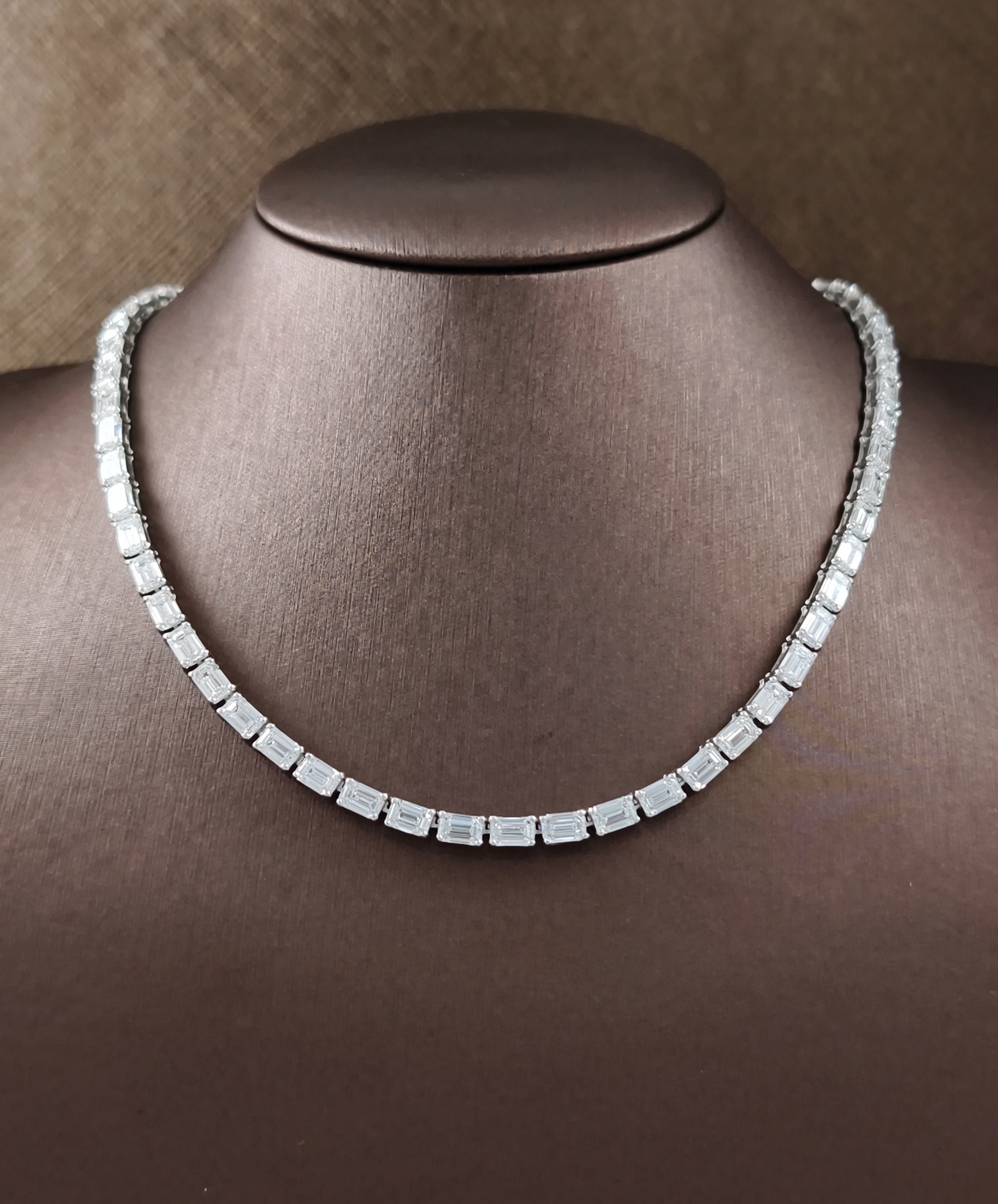 Élan Emerald Cut Lab Grown Diamond Tennis Necklace by Sphere Diamond Bangkok