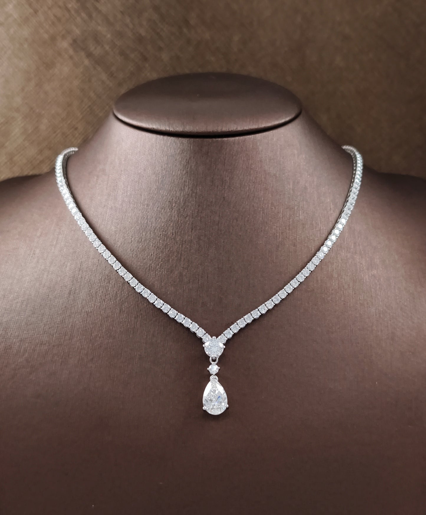 Celestia Pear Cut Lab Grown Diamond Tennis Necklace by Sphere Diamond Bangkok