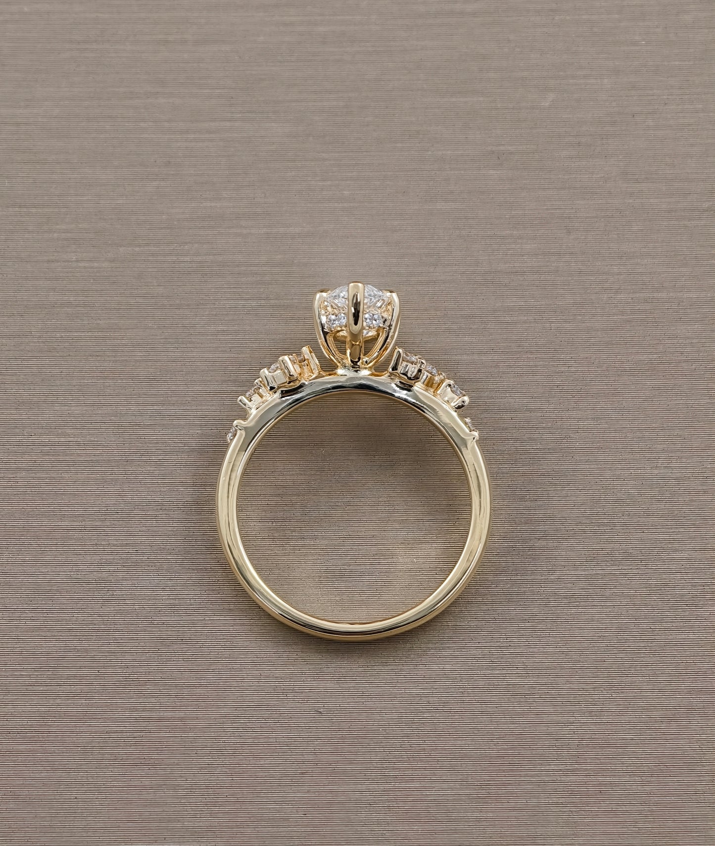 Nature-Inspired Marquise Diamond Cluster Ring side view Sphere Diamond