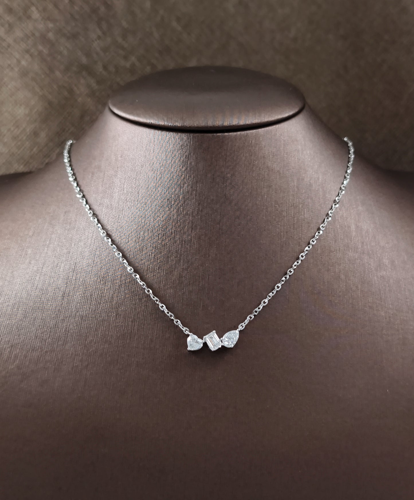 Mixed Shape Lab Grown Diamond Necklace with Heart Emerald Pear Diamonds