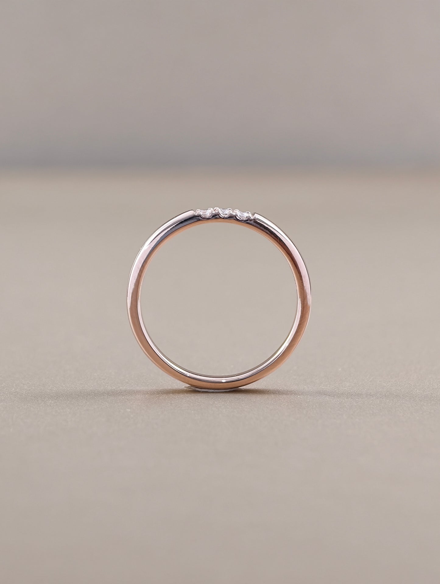 Roselle Petite Round Lab Grown Diamond Half Eternity Ring in Pink Gold