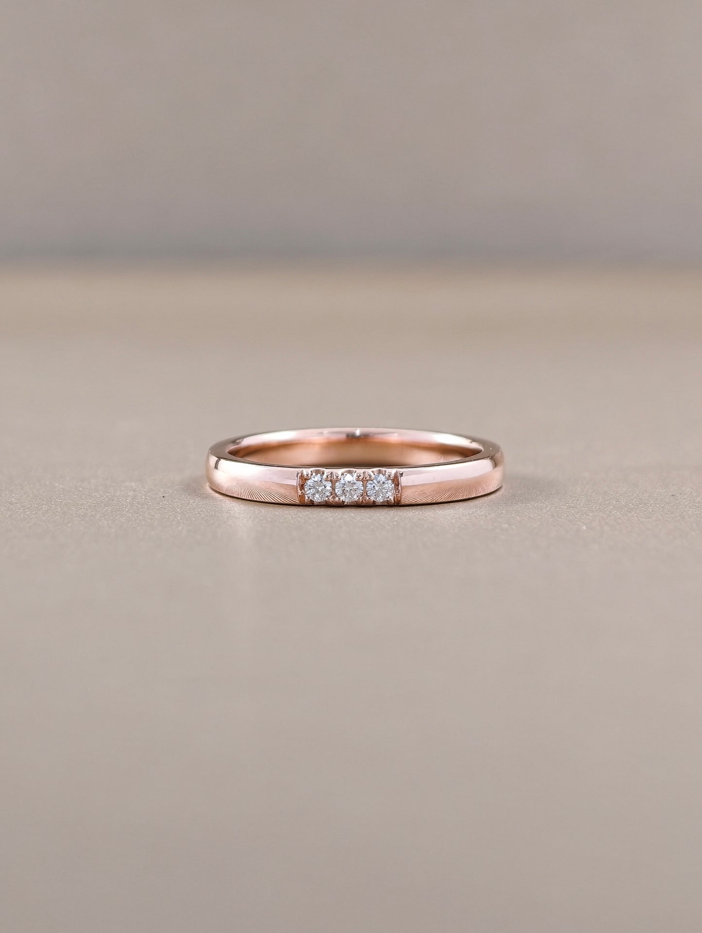 Roselle Petite Round Lab Grown Diamond Half Eternity Ring in Pink Gold