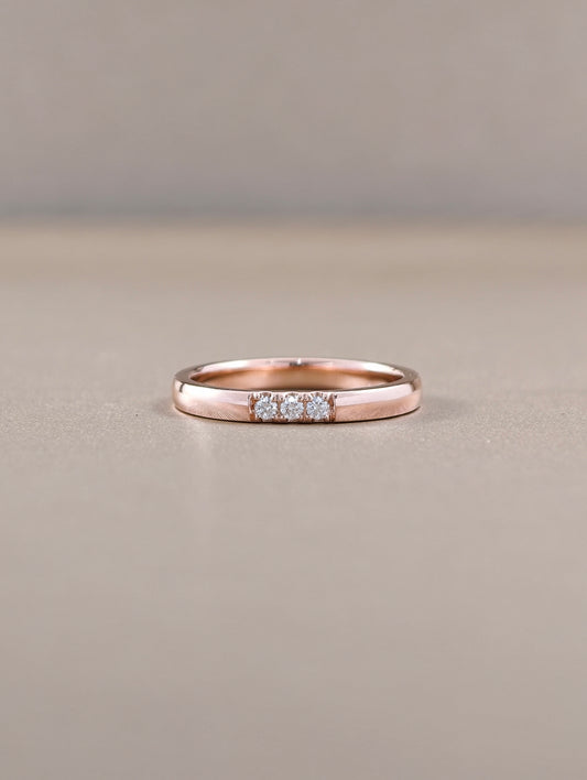Roselle Petite Round Lab Grown Diamond Half Eternity Ring in Pink Gold