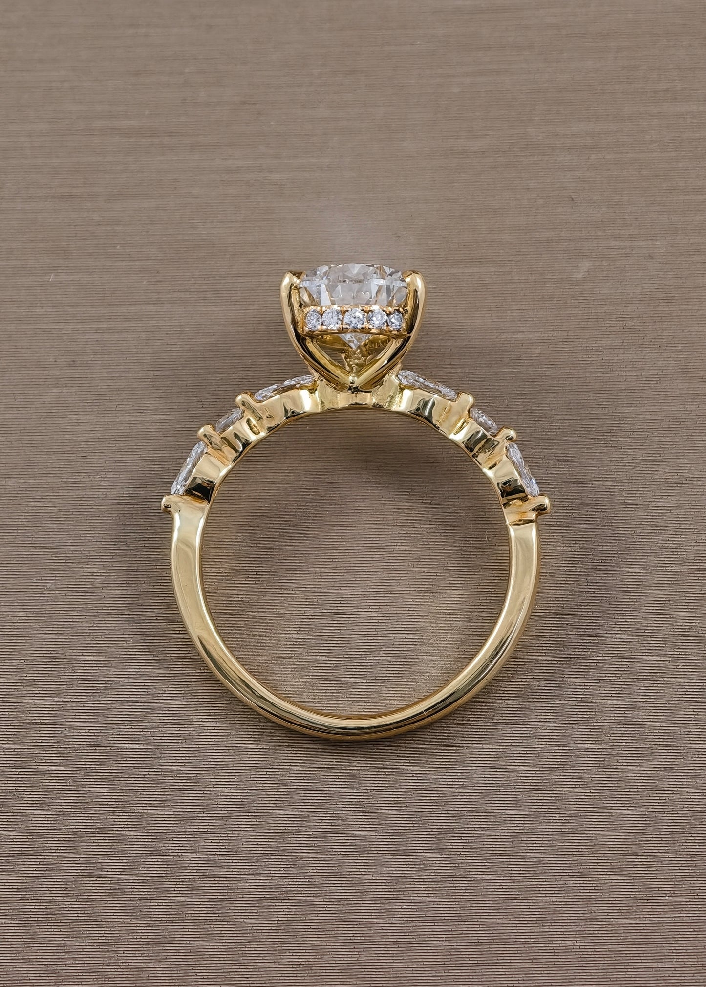 Emily Pear Lab Grown Diamond Marquise and Round Side Stone Engagement Ring Yellow Gold| IGI Certified