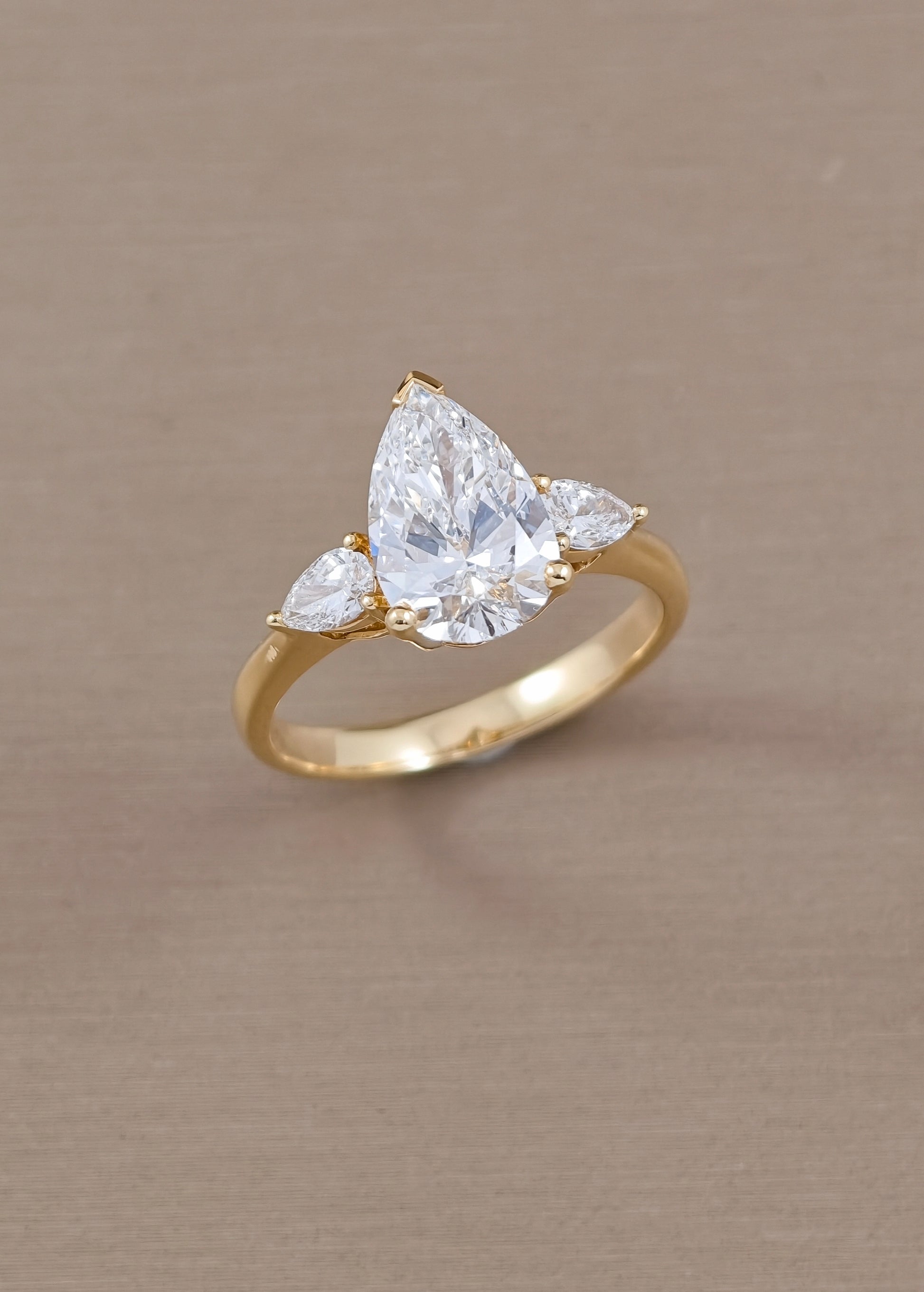 yellow gold tree stone Ring
