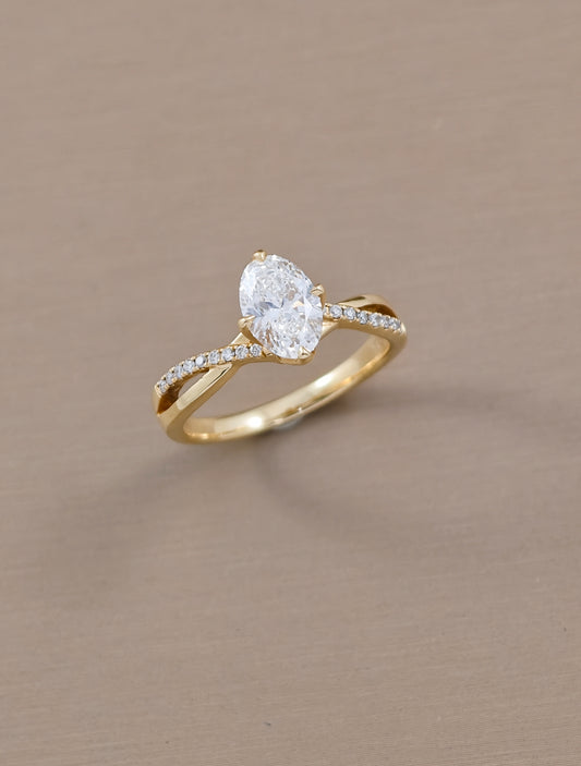 Oval Tulip Infinity Lab Grown Diamond Engagement Ring | IGI Certified