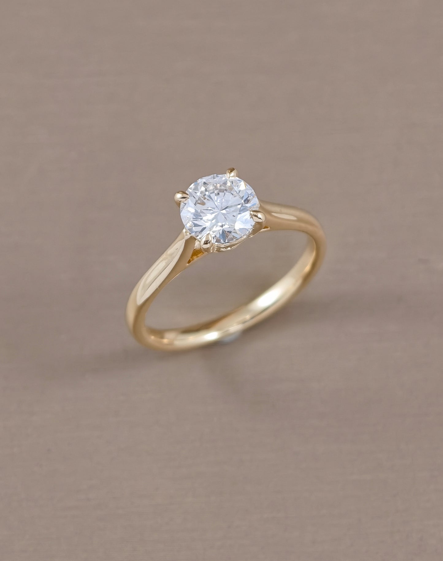 Round Lab Grown Diamond Solitaire Engagement Ring in Yellow Gold Bangkok Thailand