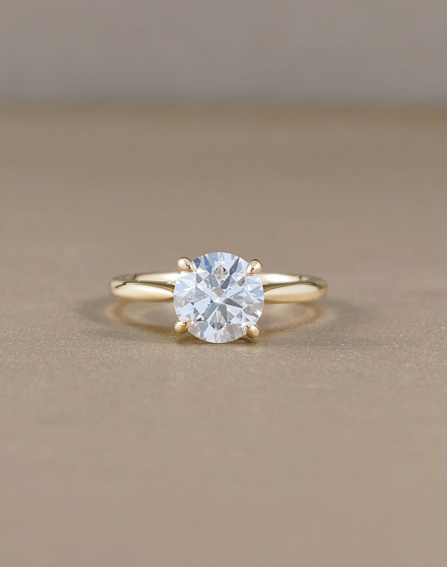 Yellow Gold Round Brilliant Lab Grown Diamond Engagement Ring rear view Sphere Diamond