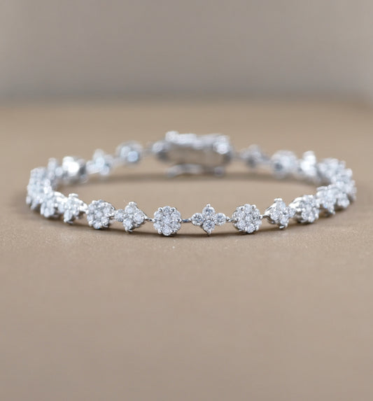Floral Cluster Lab Grown Diamond Bracelet close up Sphere Diamond Bangkok