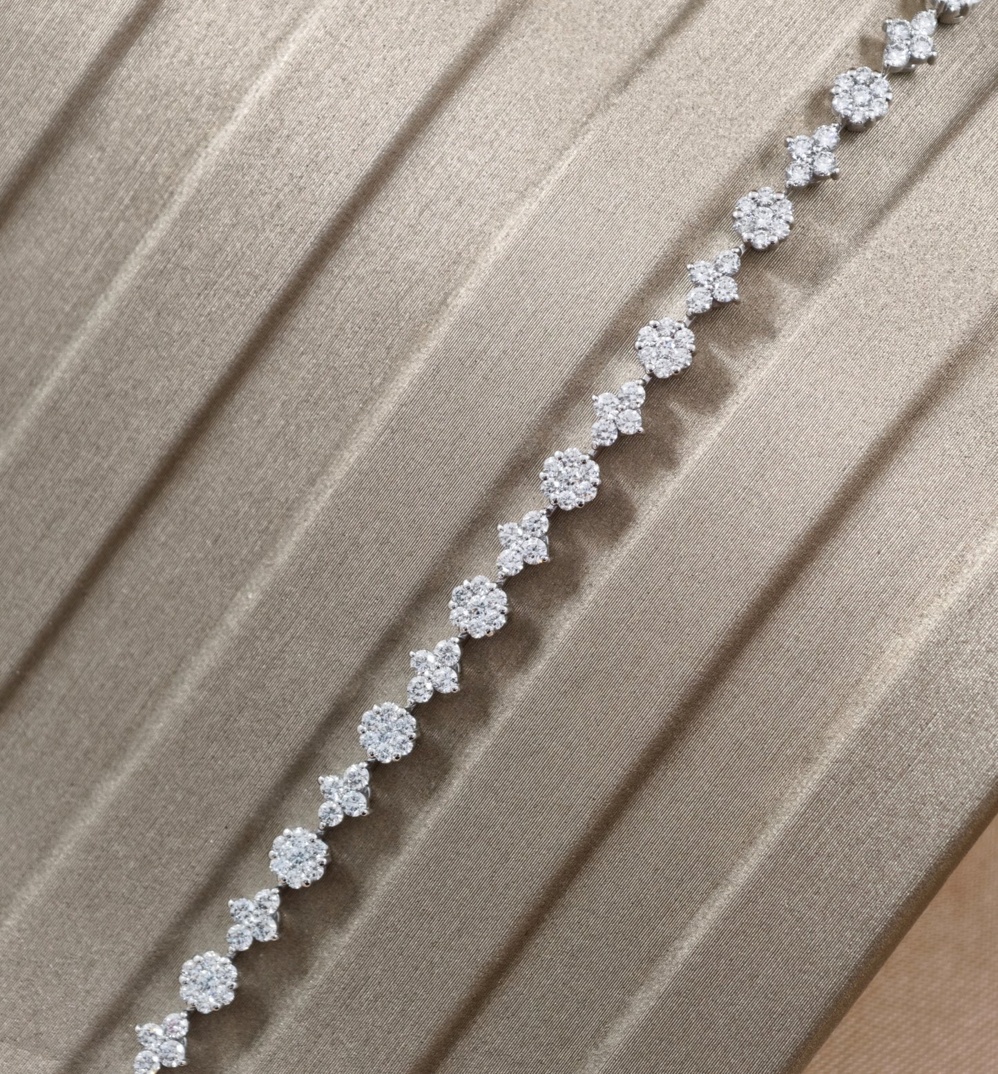 Floral Cluster Lab Grown Diamond Bracelet close up Sphere Diamond Bangkok