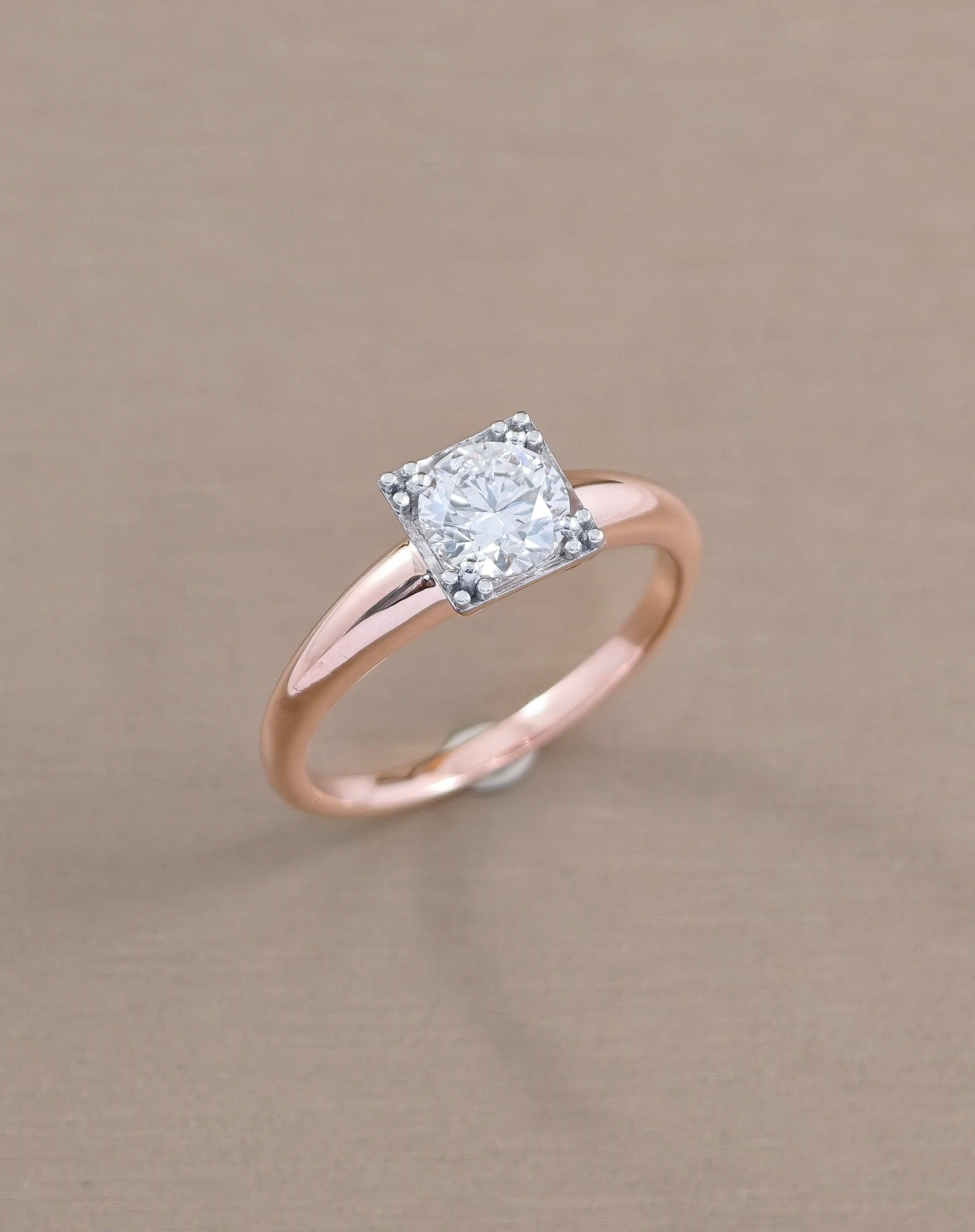 Pink Gold Round Brilliant Lab Grown Diamond Solitaire Engagement Ring Bangkok Thailand