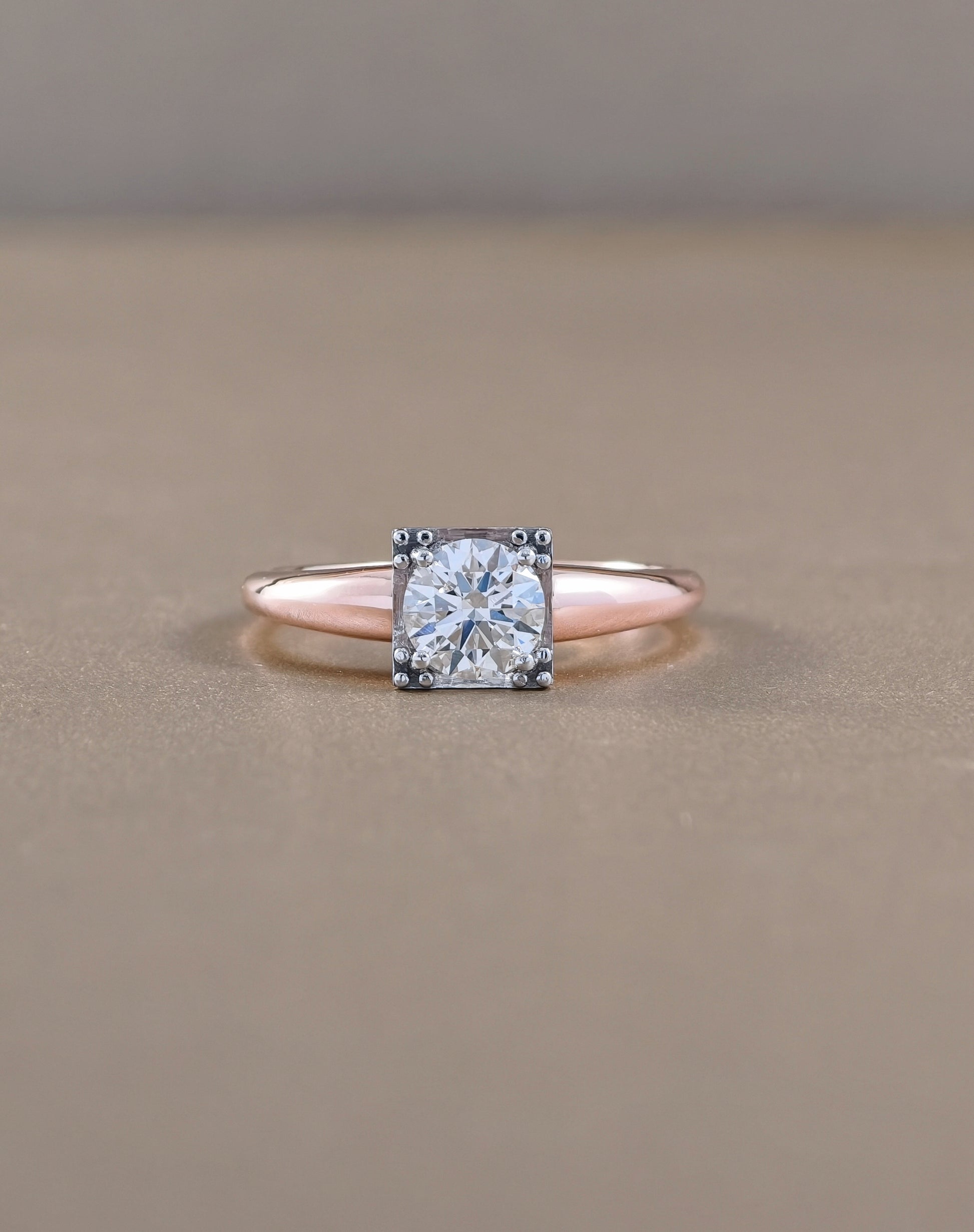Élodie Round Brilliant Lab Grown Diamond Solitaire Engagement Ring in Pink Gold Sphere Diamond Bangkok