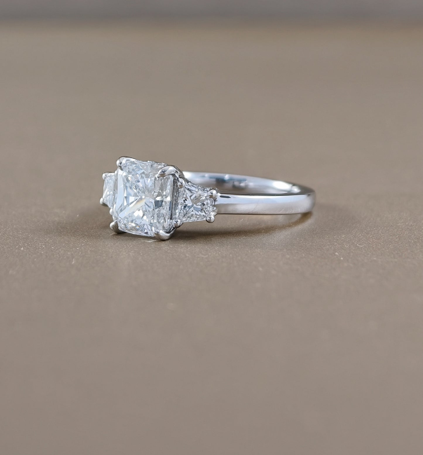 Célina Cushion Cut Three-Stone Lab Grown Diamond Engagement Ring