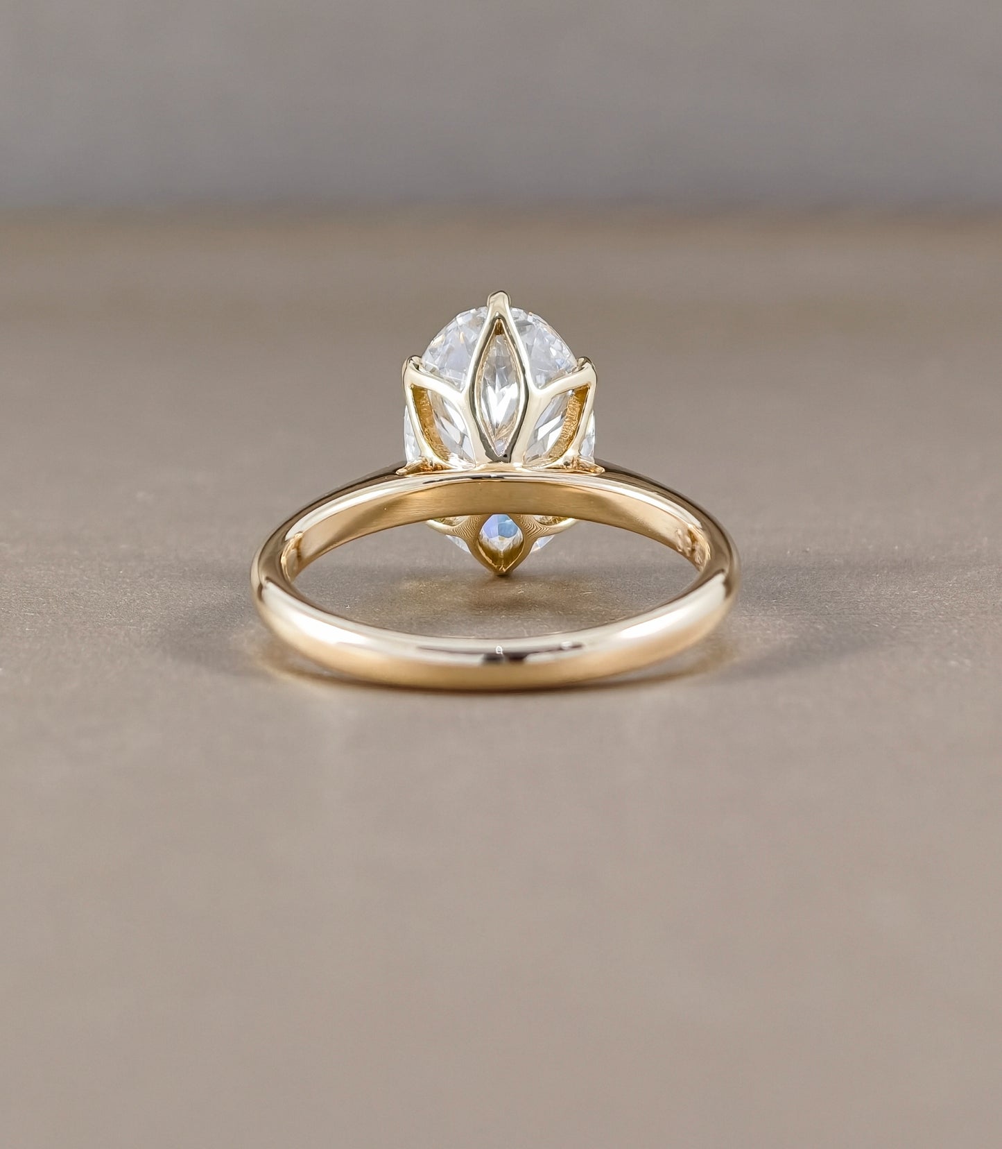 Tulip Basket Oval Cut Lab Grown Diamond Engagement Ring rear view Bangkok