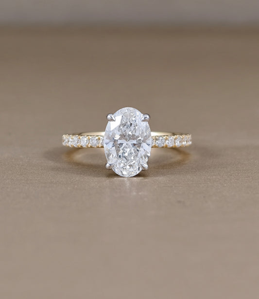 two tone engagement ring yellow gold and white gold 