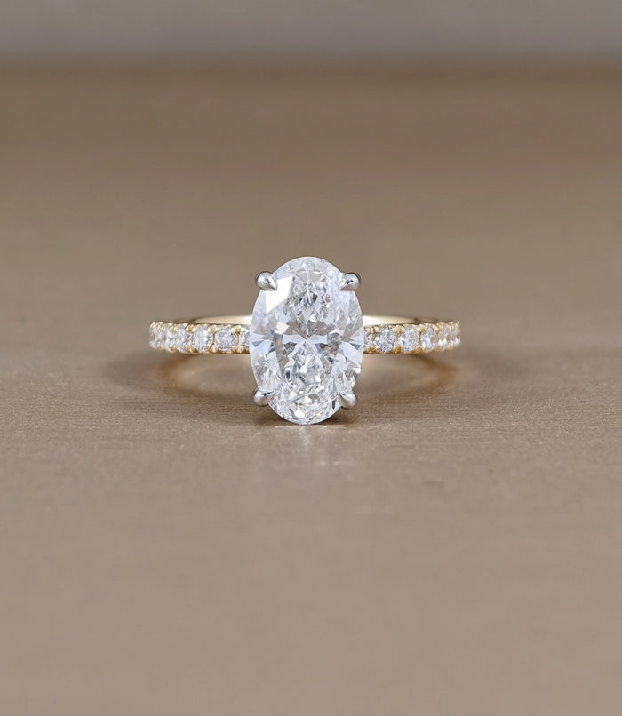 two tone engagement ring yellow gold and white gold 