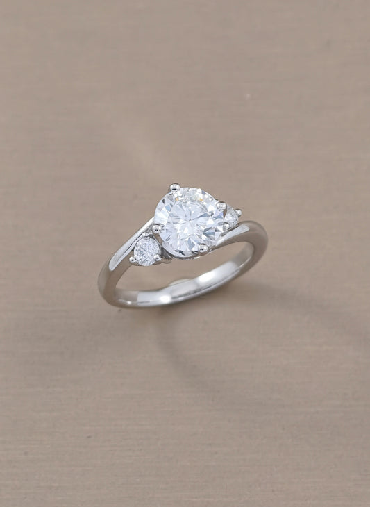round cut diamond lab grown tree stone engagement ring white gold 