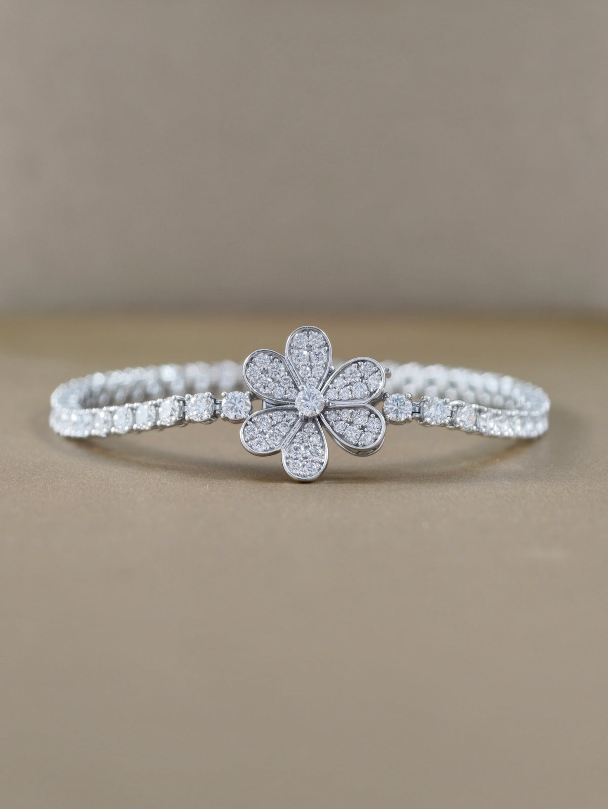 Flower Lab Grown Diamond Bracelet in White Gold by Sphere Diamond Bangkok