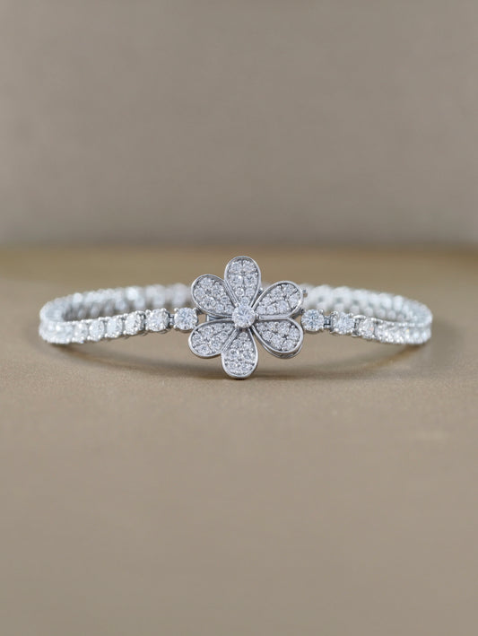Flower Lab Grown Diamond Bracelet in White Gold by Sphere Diamond Bangkok