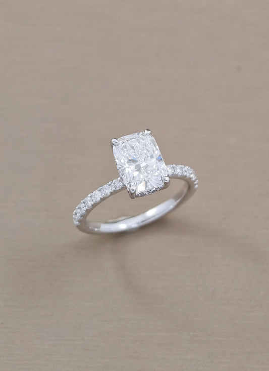 Cushion cut pave diamond lab grown in Brown background