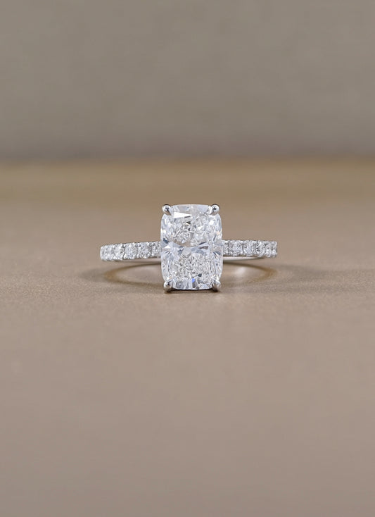 cushion cut diamond lab grown Engagement Ring white gold 