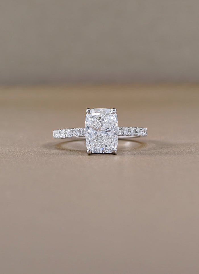 cushion cut diamond lab grown Engagement Ring white gold 
