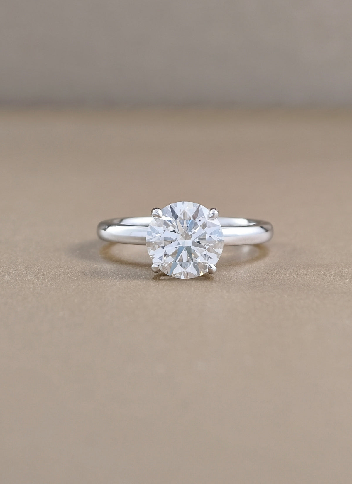 round cut diamond lab grown engagement Ring White gold 