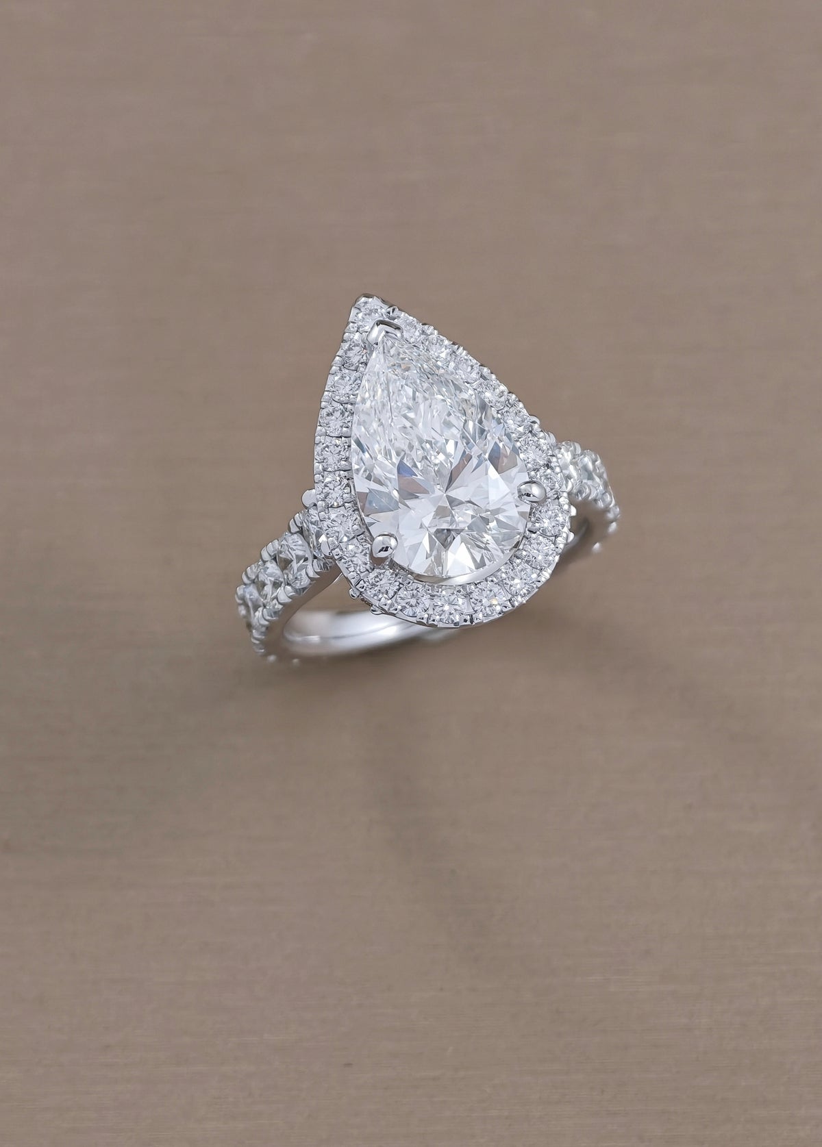 pear shape halo style pave Diamond Band lab grown  Engagement Ring | IGI Certified