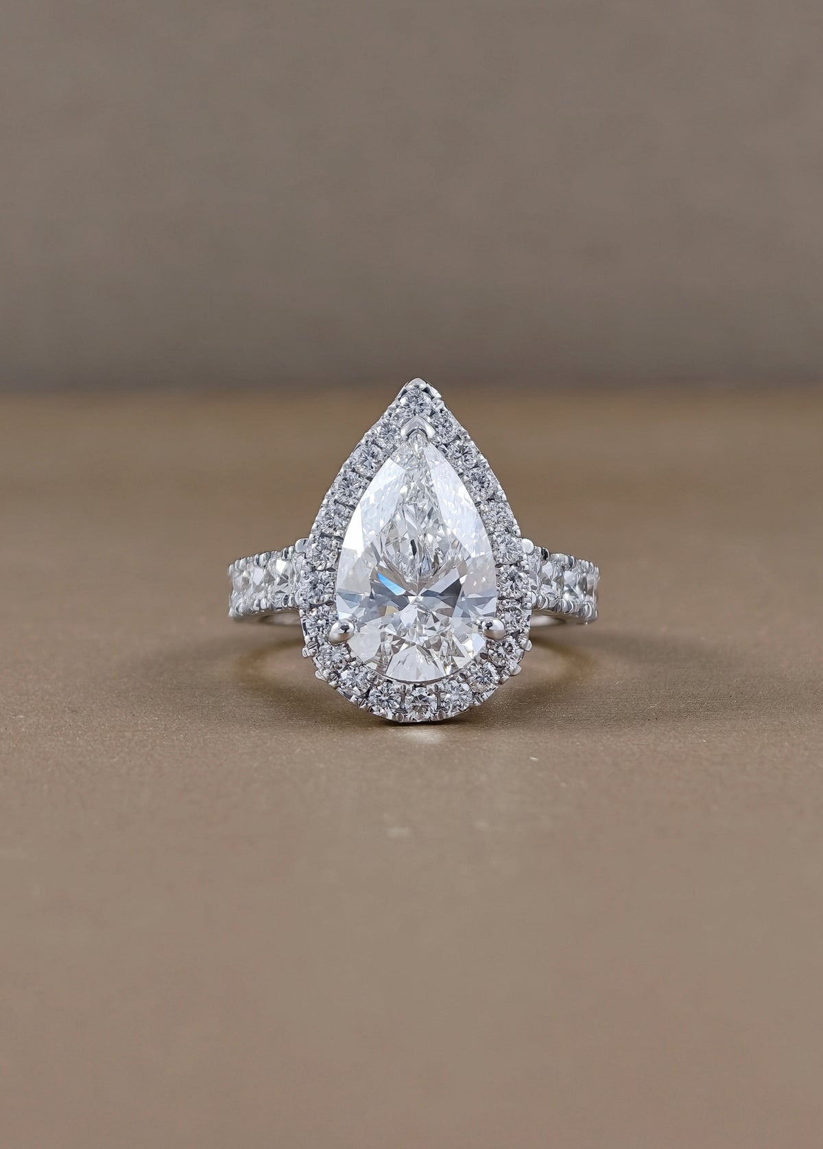 pear shape halo style pave Diamond Band lab grown  Engagement Ring | IGI Certified