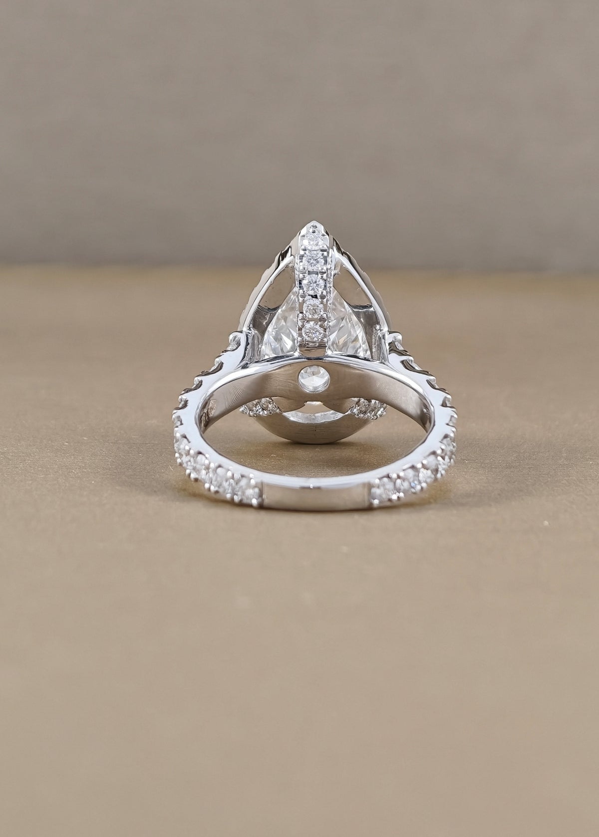 pear shape halo style pave Diamond Band lab grown  Engagement Ring | IGI Certified