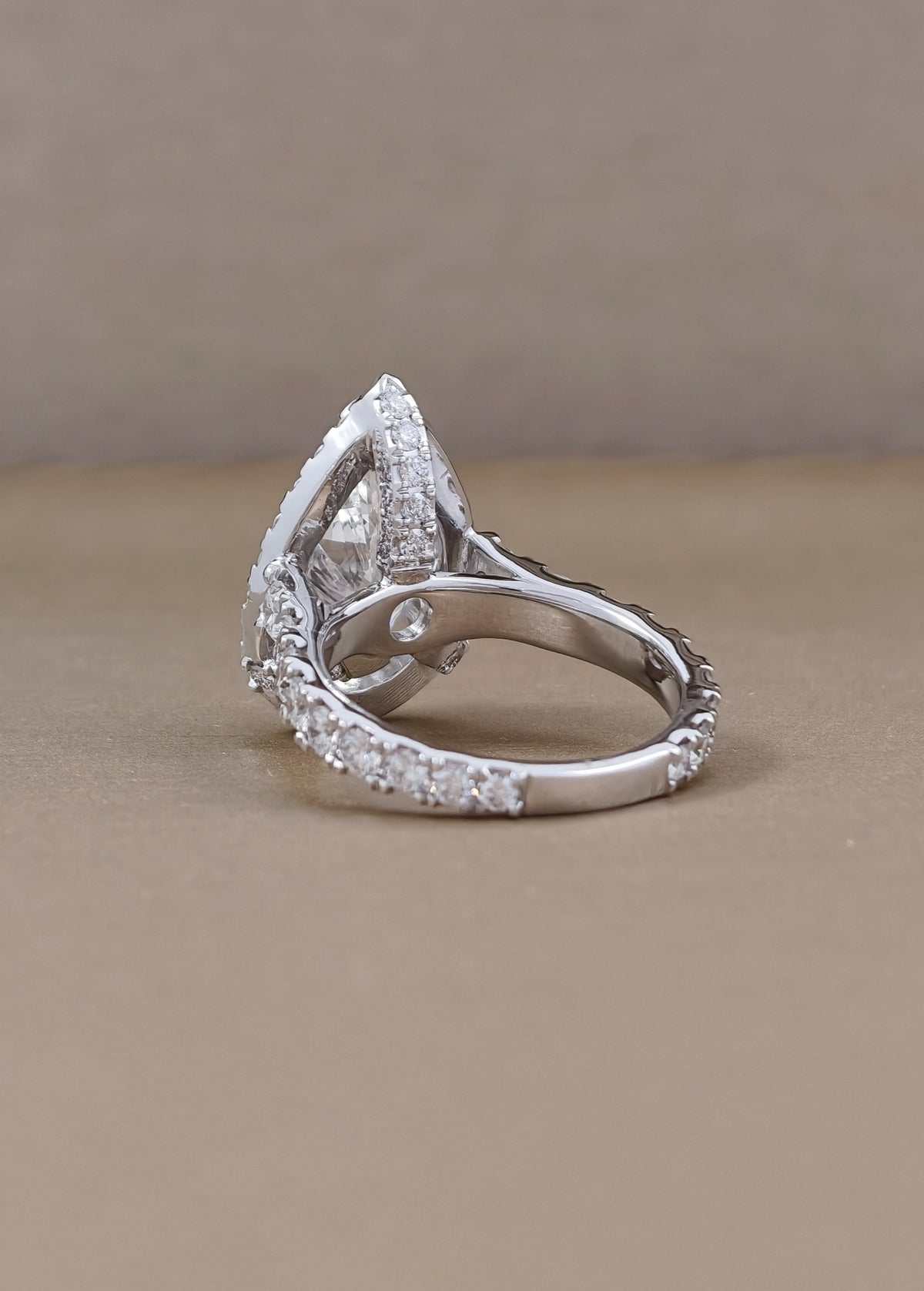 pear shape halo style pave Diamond Band lab grown  Engagement Ring | IGI Certified