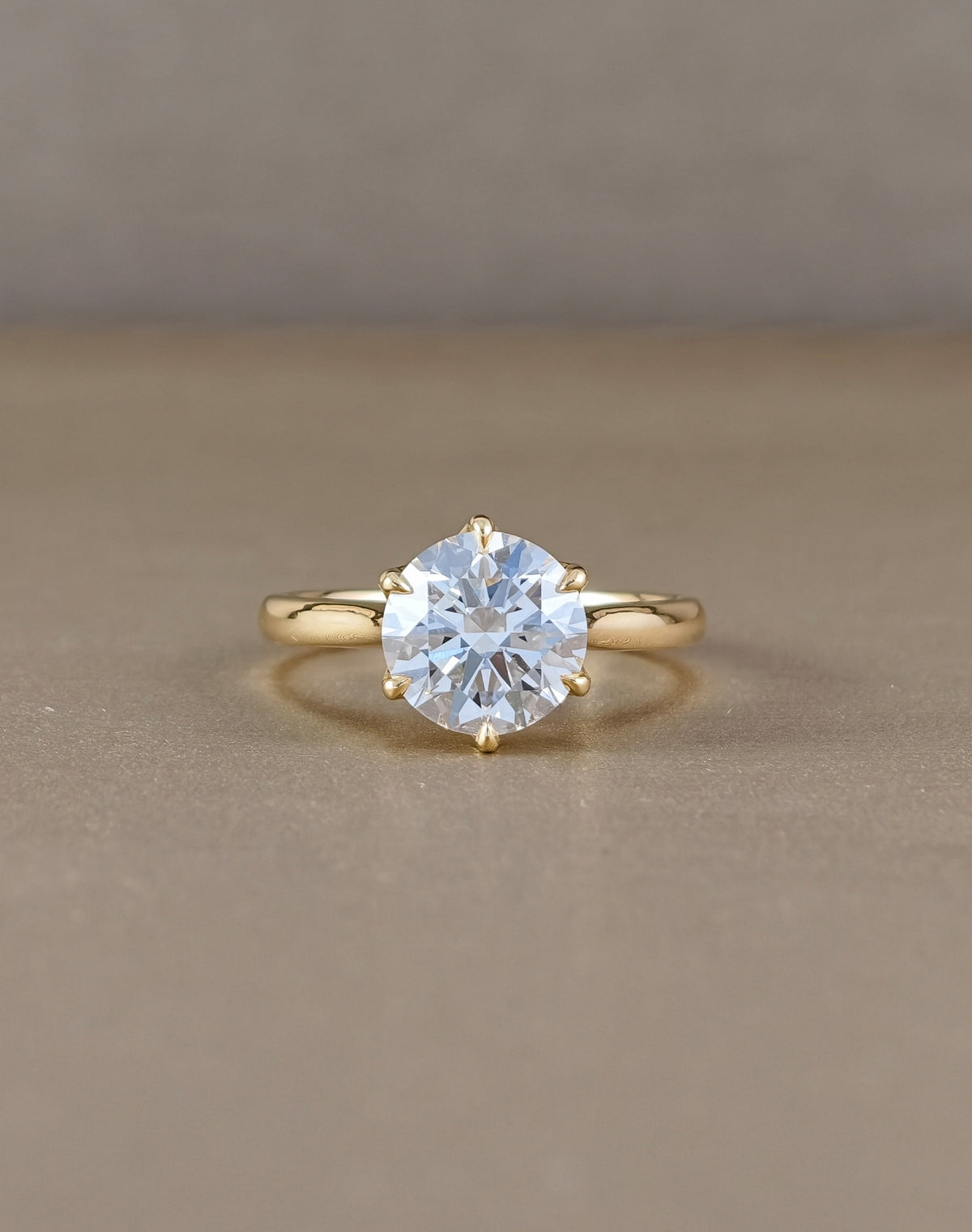 Flora Tulip Round Solitaire Lab Grown Diamond Engagement Ring in yellow gold | IGI Certified