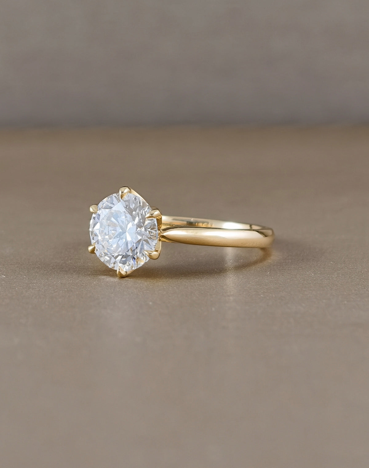 Flora Tulip Round Solitaire Lab Grown Diamond Engagement Ring in yellow gold | IGI Certified