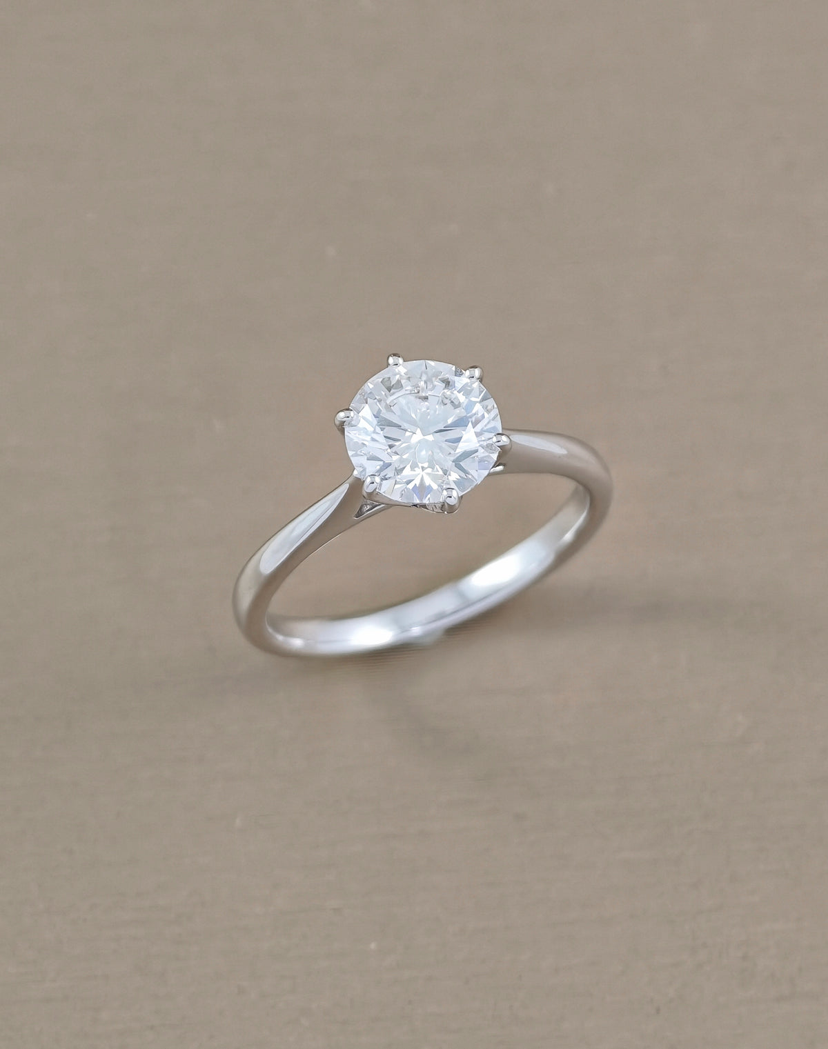Flora Tulip Round Solitaire Lab Grown Diamond Engagement Ring in white gold | IGI Certified