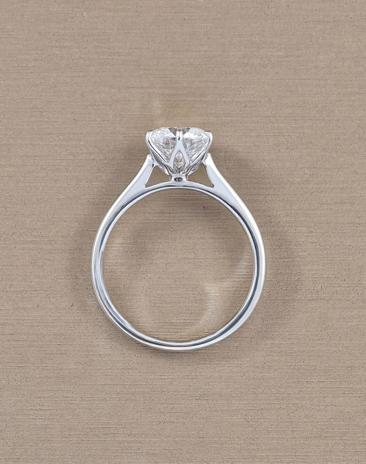 Flora Tulip Round Solitaire Lab Grown Diamond Engagement Ring in white gold | IGI Certified