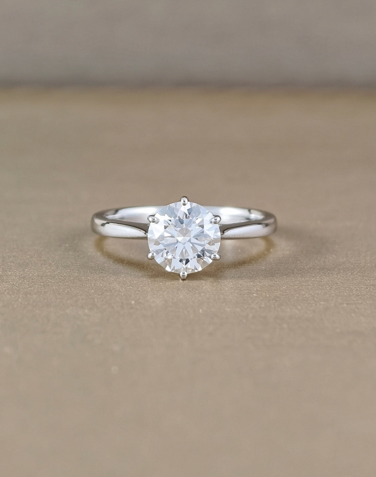 Flora Tulip Round Solitaire Lab Grown Diamond Engagement Ring in white gold | IGI Certified