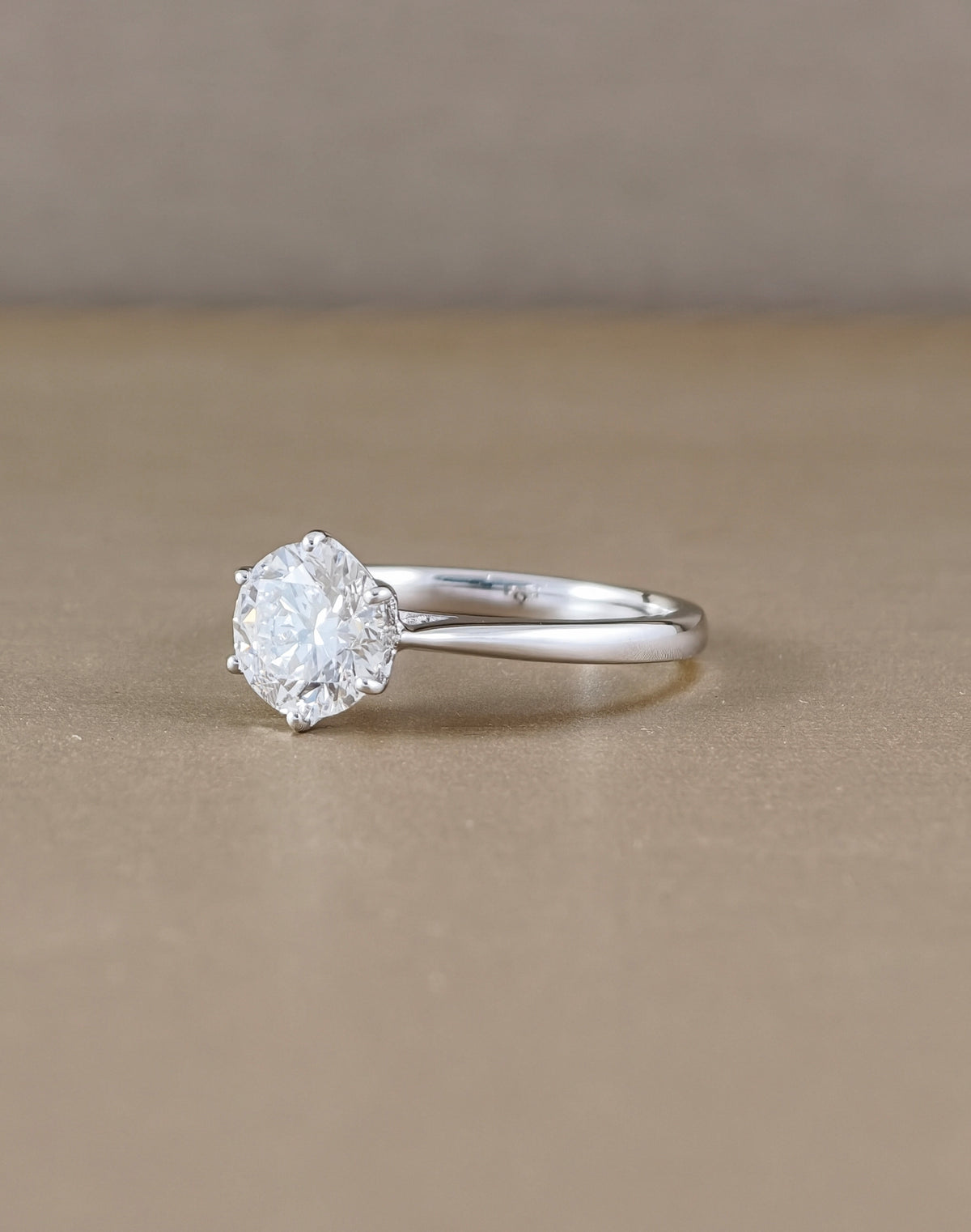 Flora Tulip Round Solitaire Lab Grown Diamond Engagement Ring in white gold | IGI Certified