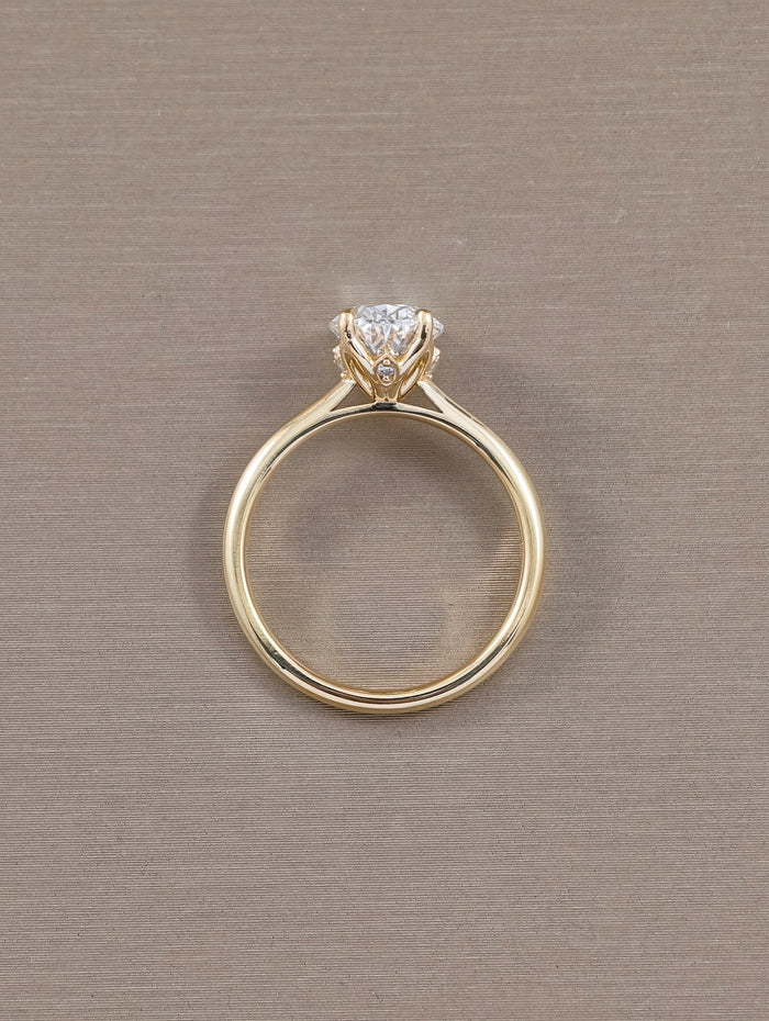 Oval Tulip Four-Prong Lab Grown Diamond Engagement Ring in Yellow Gold