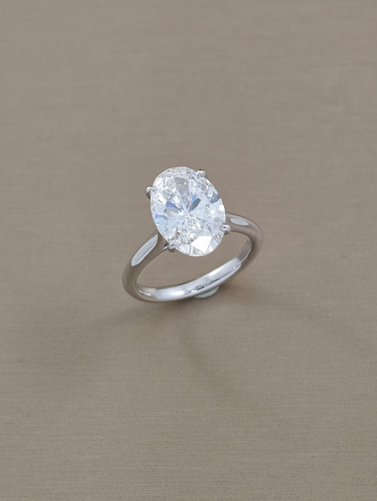Oval Cut Lab Grown Diamond Engagement Ring Four-Prong Cathedral Setting