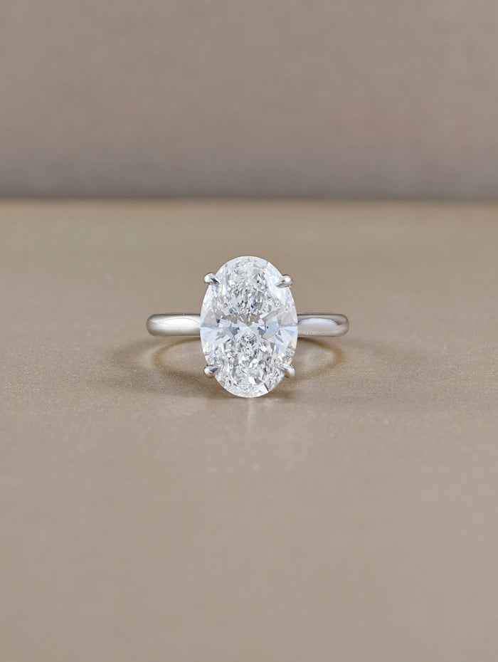 Oval Classic Four-Prong Cathedral Lab Grown Diamond Engagement Ring Bangkok