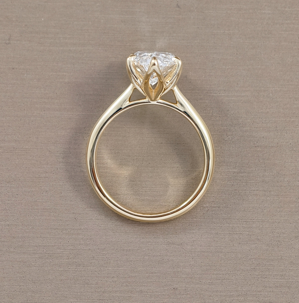 3 Carat Marquise Lab Grown Diamond Engagement Ring in Yellow Gold Side View