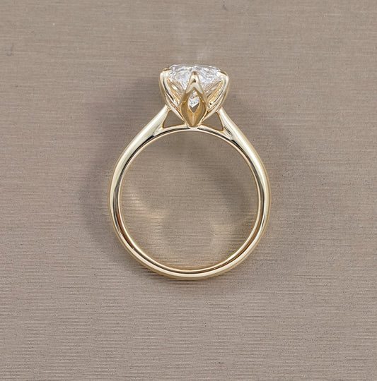 3 Carat Marquise Lab Grown Diamond Engagement Ring in Yellow Gold Side View