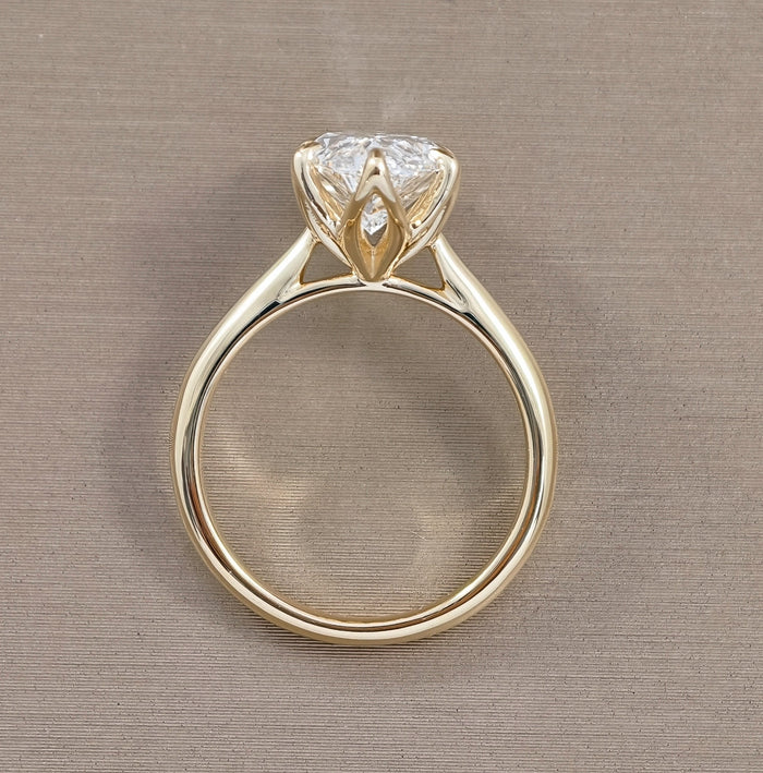 3 Carat Marquise Lab Grown Diamond Engagement Ring in Yellow Gold Side View