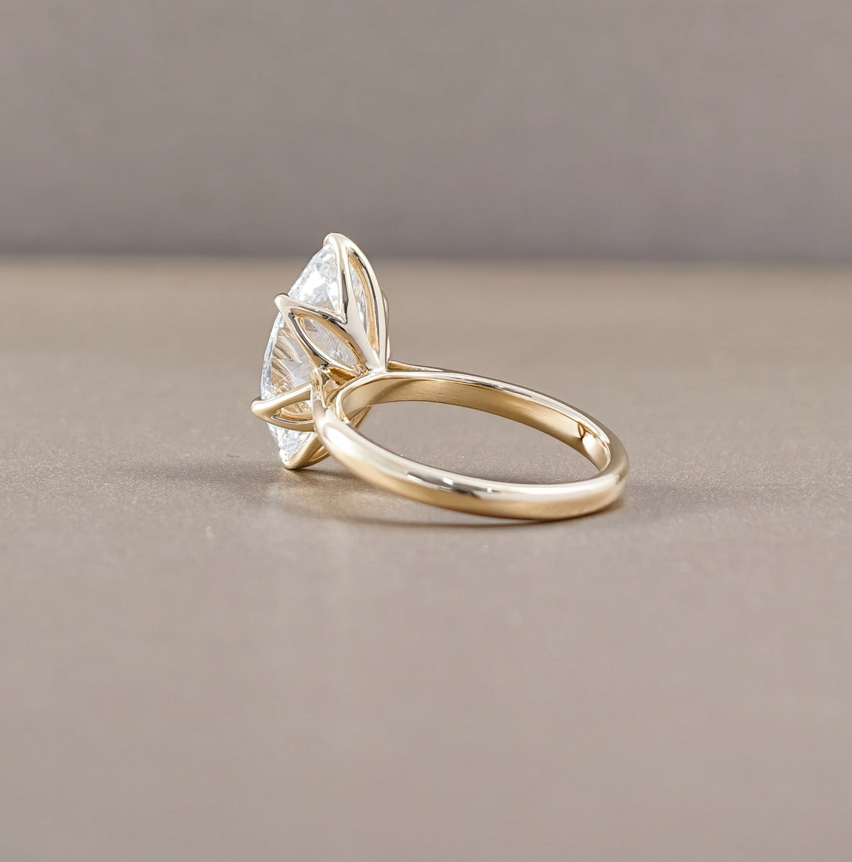 Marquise Tulip Setting Lab Grown Diamond Engagement Ring in Yellow Gold