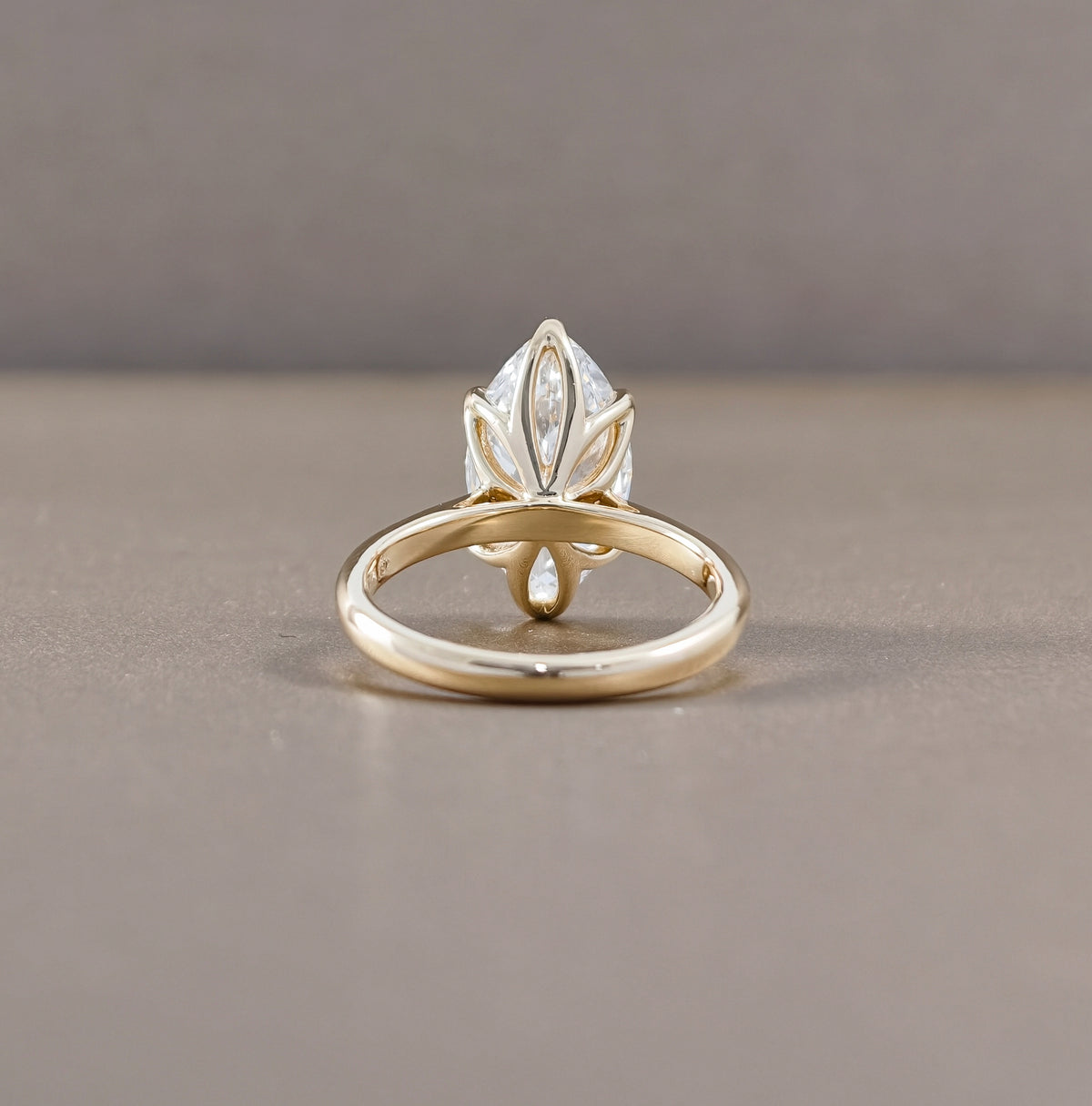 Yellow Gold Marquise Tulip Engagement Ring Back View