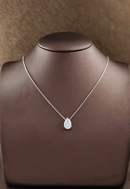 Floating Pear Cut Lab Grown Diamond Pendant Necklace