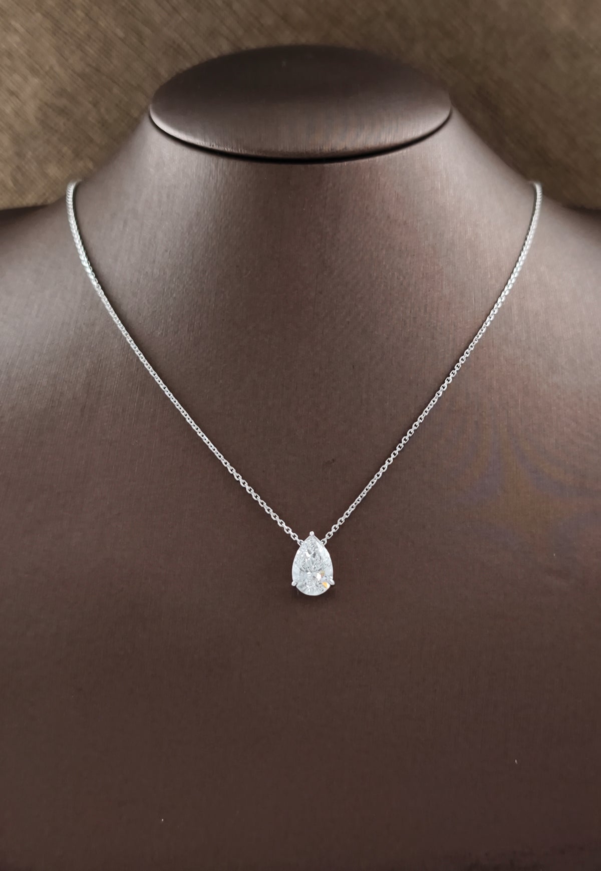 Floating Pear Cut Lab Grown Diamond Pendant Necklace