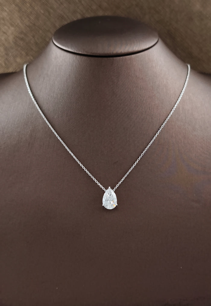 Floating Pear Cut Lab Grown Diamond Pendant Necklace