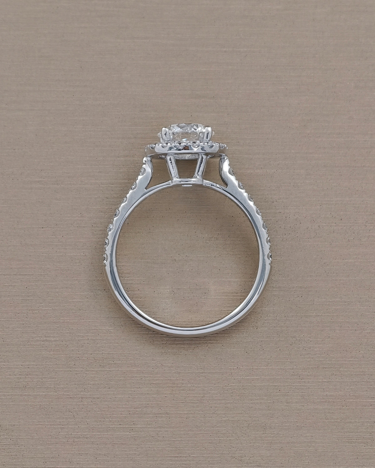 Halo Round cut diamond lab grown engagement ring white gold
